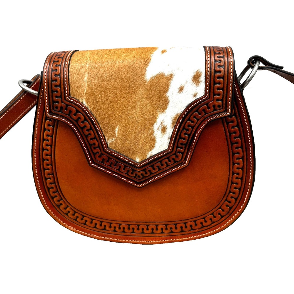 Justin‎ Women's Serpentine Hair-On Crossbody Bag Tooled Leather Western Landman - Picture 2 of 15